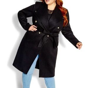 City Chic Military-Inspired Belted Coat Size Small NWT